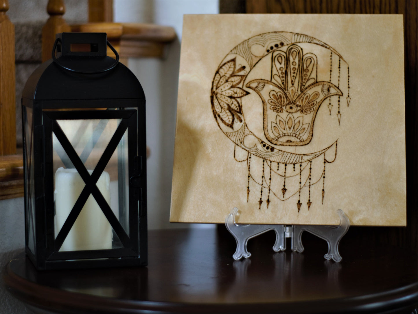 Hamsa Hand - Mandala - Hand-Crafted Wood burning (Pyrography) on Birch