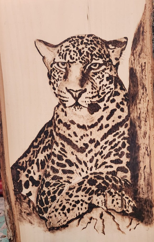 Leopard wood burning