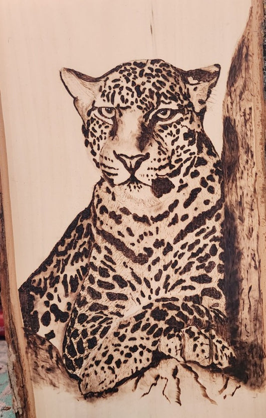 Leopard wood burning